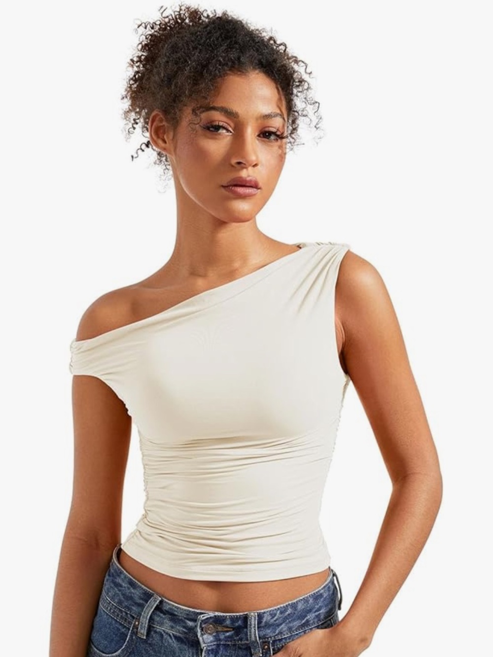 Suuksess Off-Shoulder White Drape Top